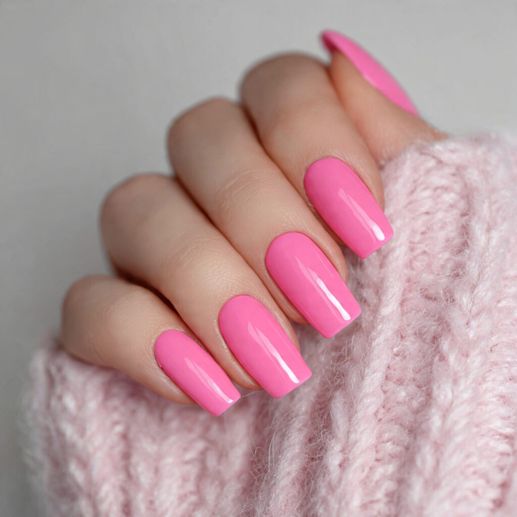 bubblegum pink gel nails