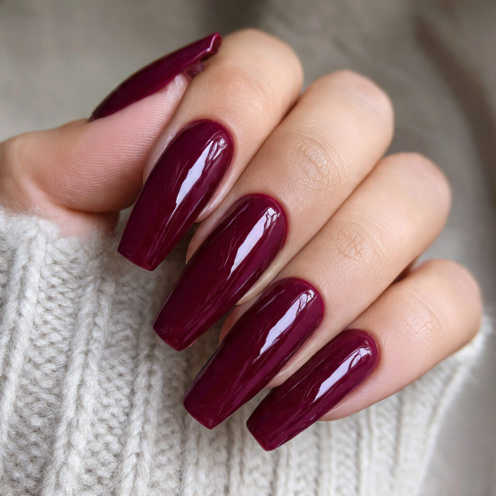 burgundy coffin nails create a bold and