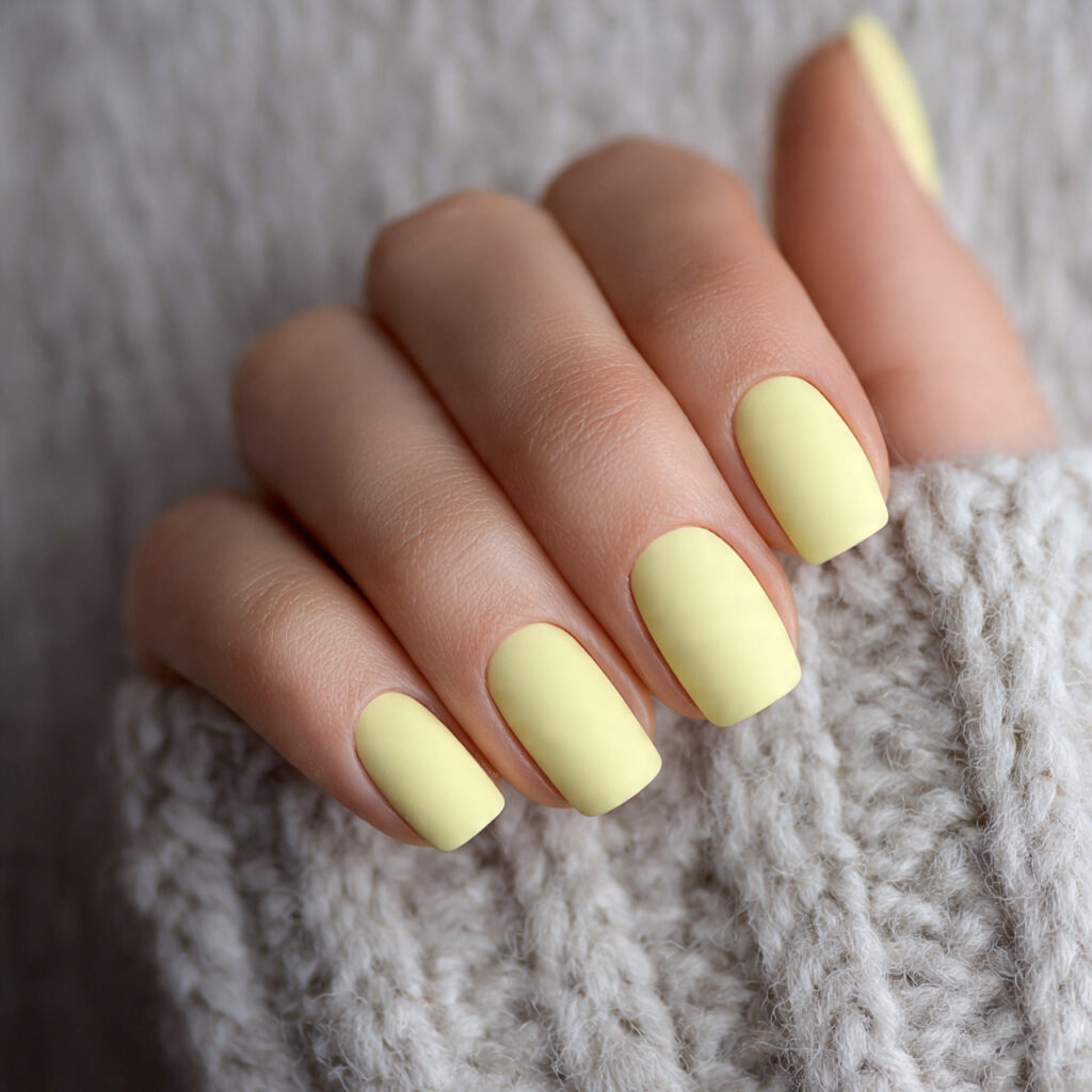 butter yellow matte nails offer a sophisticated