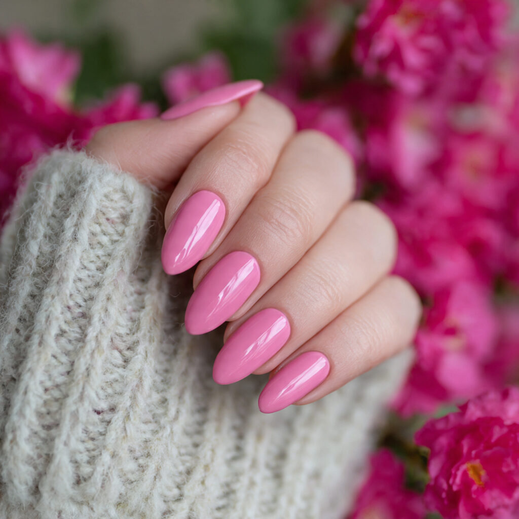 carnation pink valentine nails almond pink