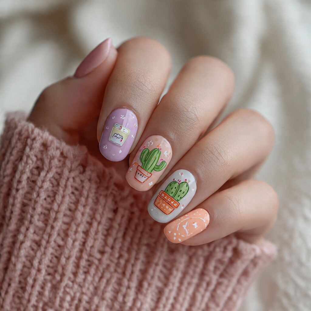 cartoon inspired cute nails add a fun and