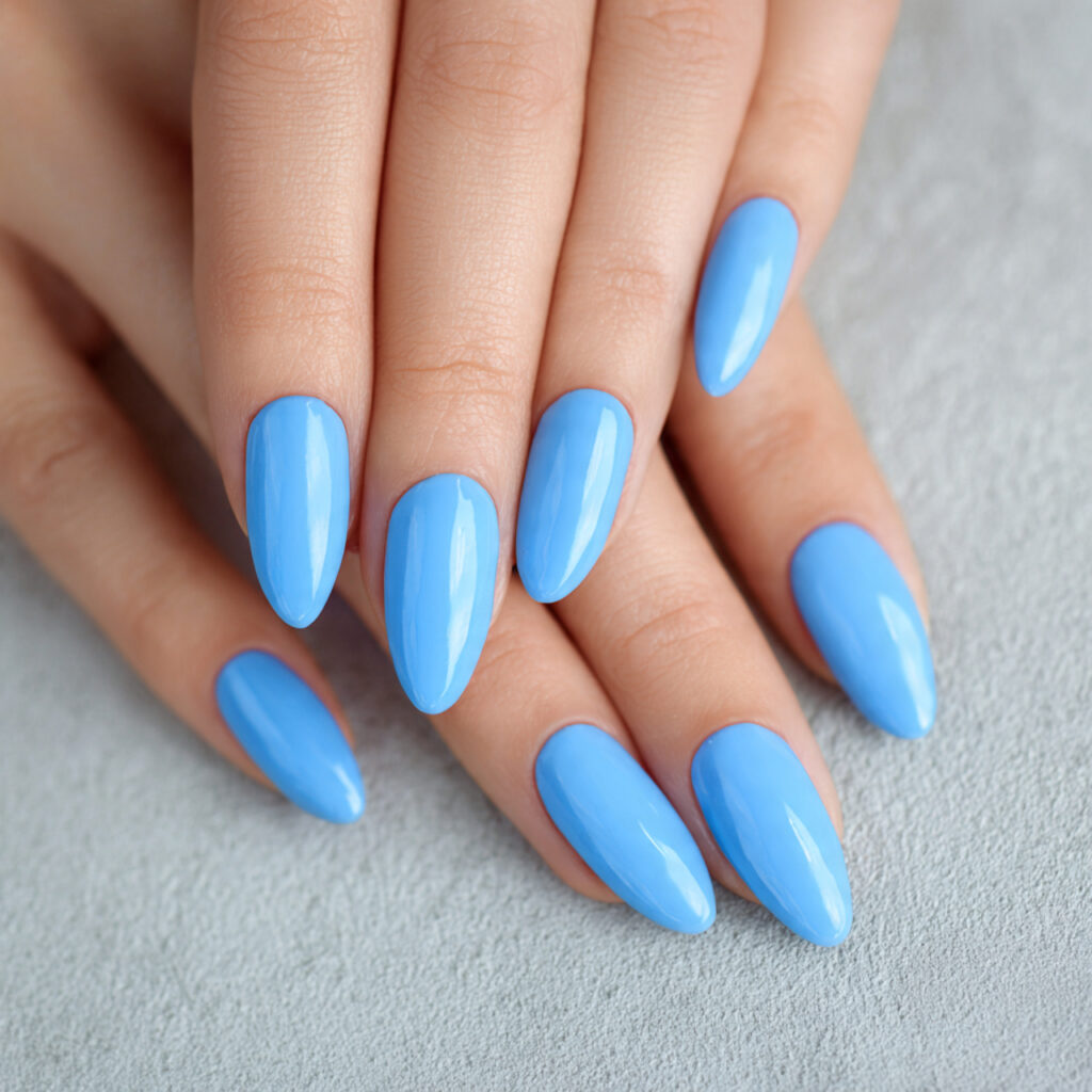 cerulean blue almond nails pair clear sky inspired