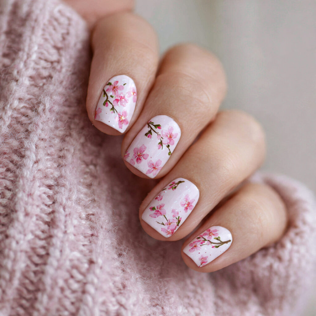 cherry blossom art features delicate pink and