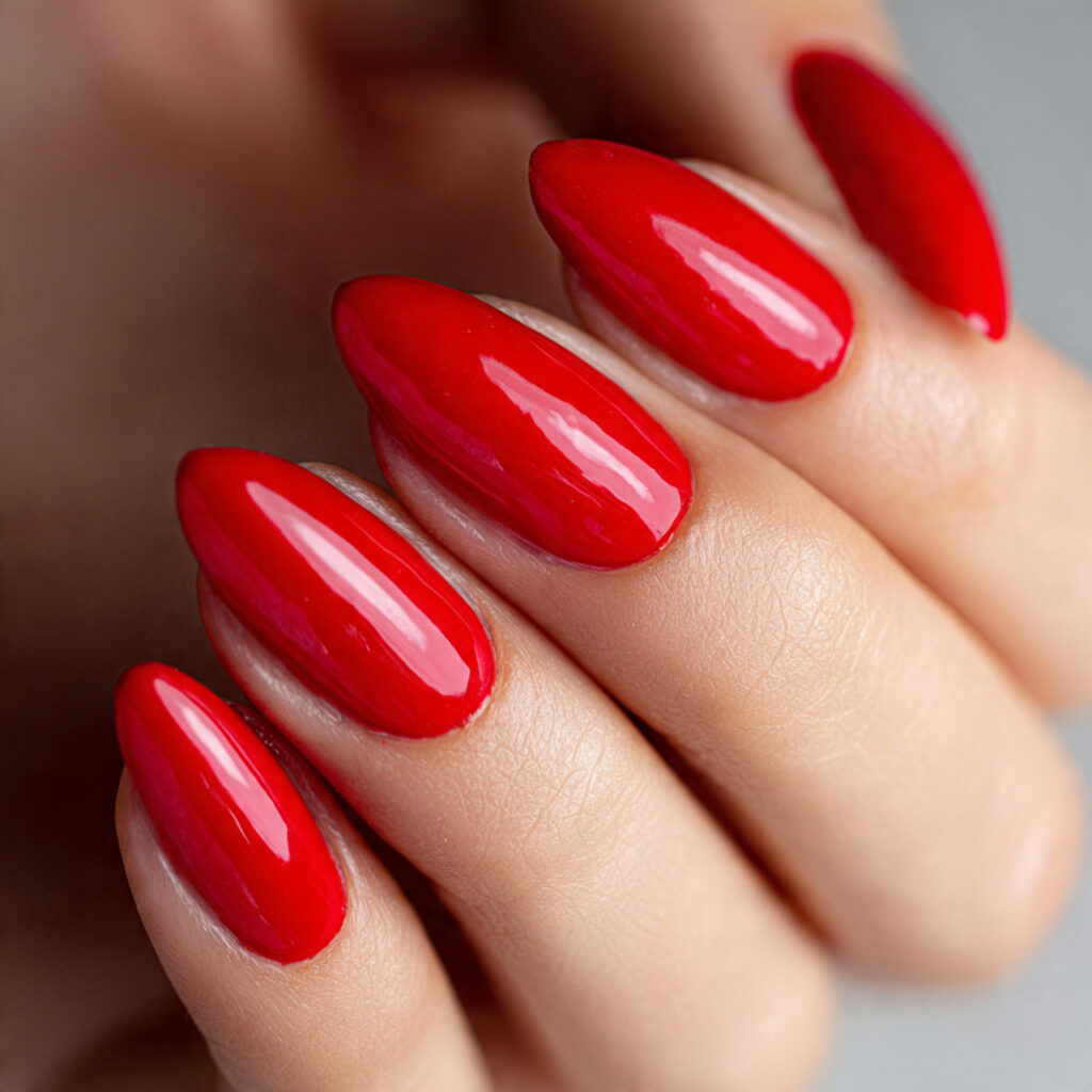 cherry red glossy creates vibrant valentine nails