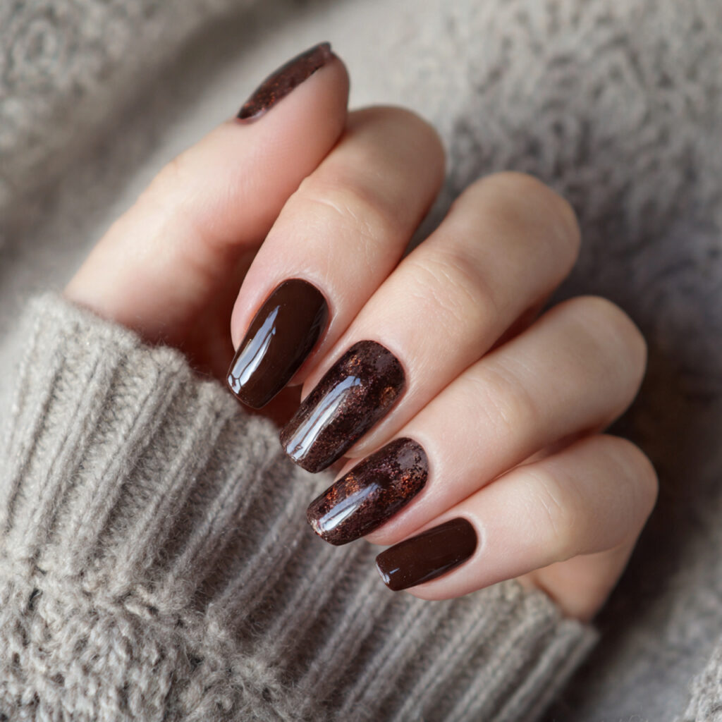 chocolate brown nails