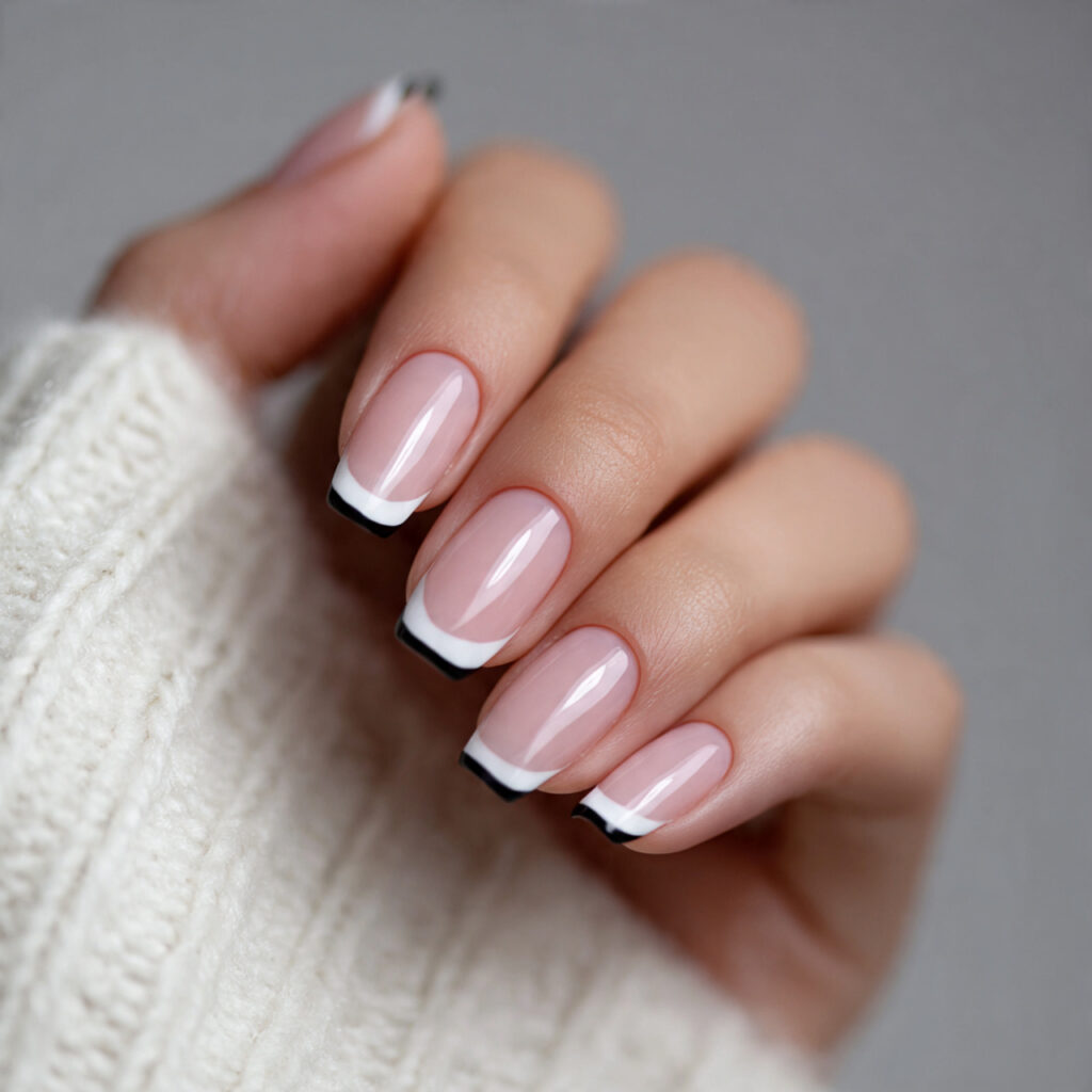 classic french nails with thin precise tips