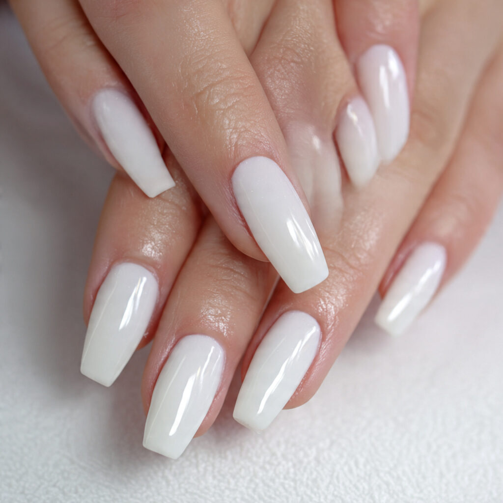 classic glossy coffin nails focus on shine