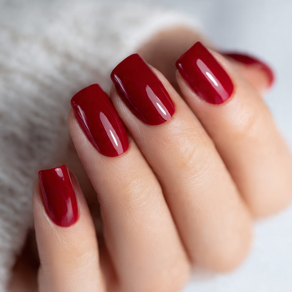 classic glossy red nails are timeless and