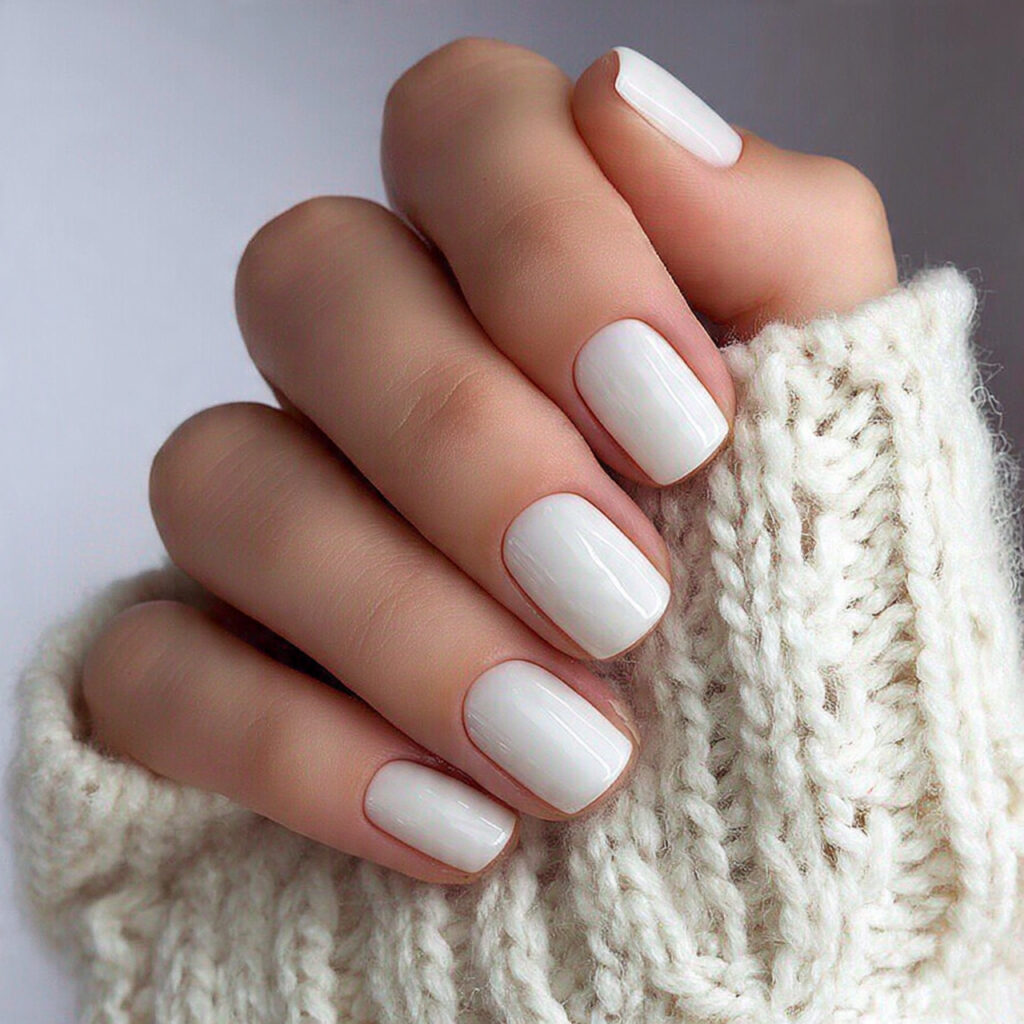 classic milky white january nails emphasize simplicity