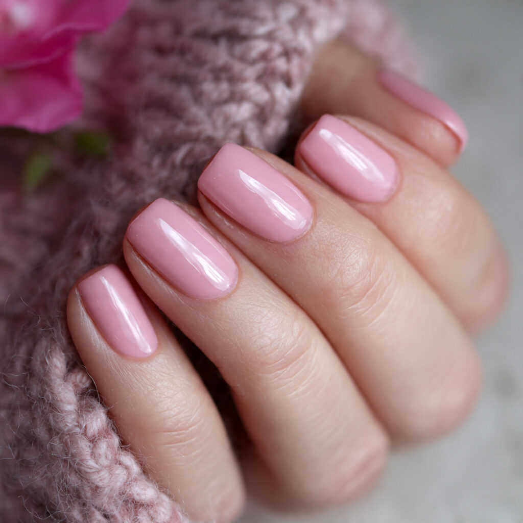 classic pink gloss nails create a soft