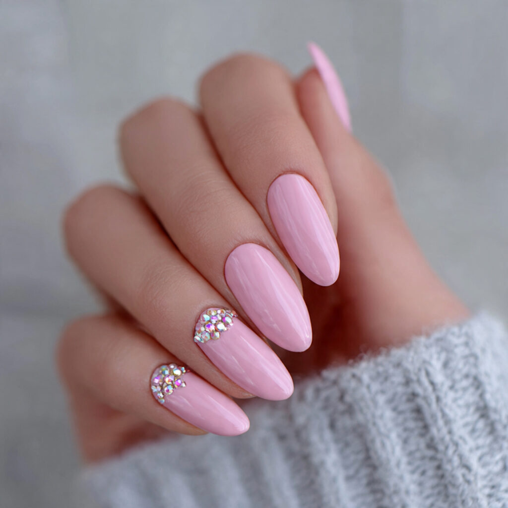 classic pink with diamond accents creates elegant