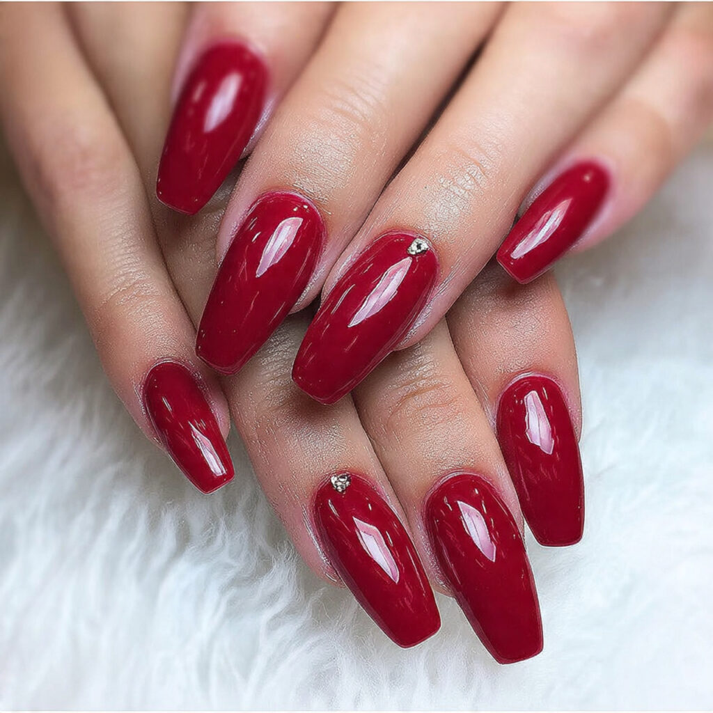 classic red coffin valentine nails deliver bold