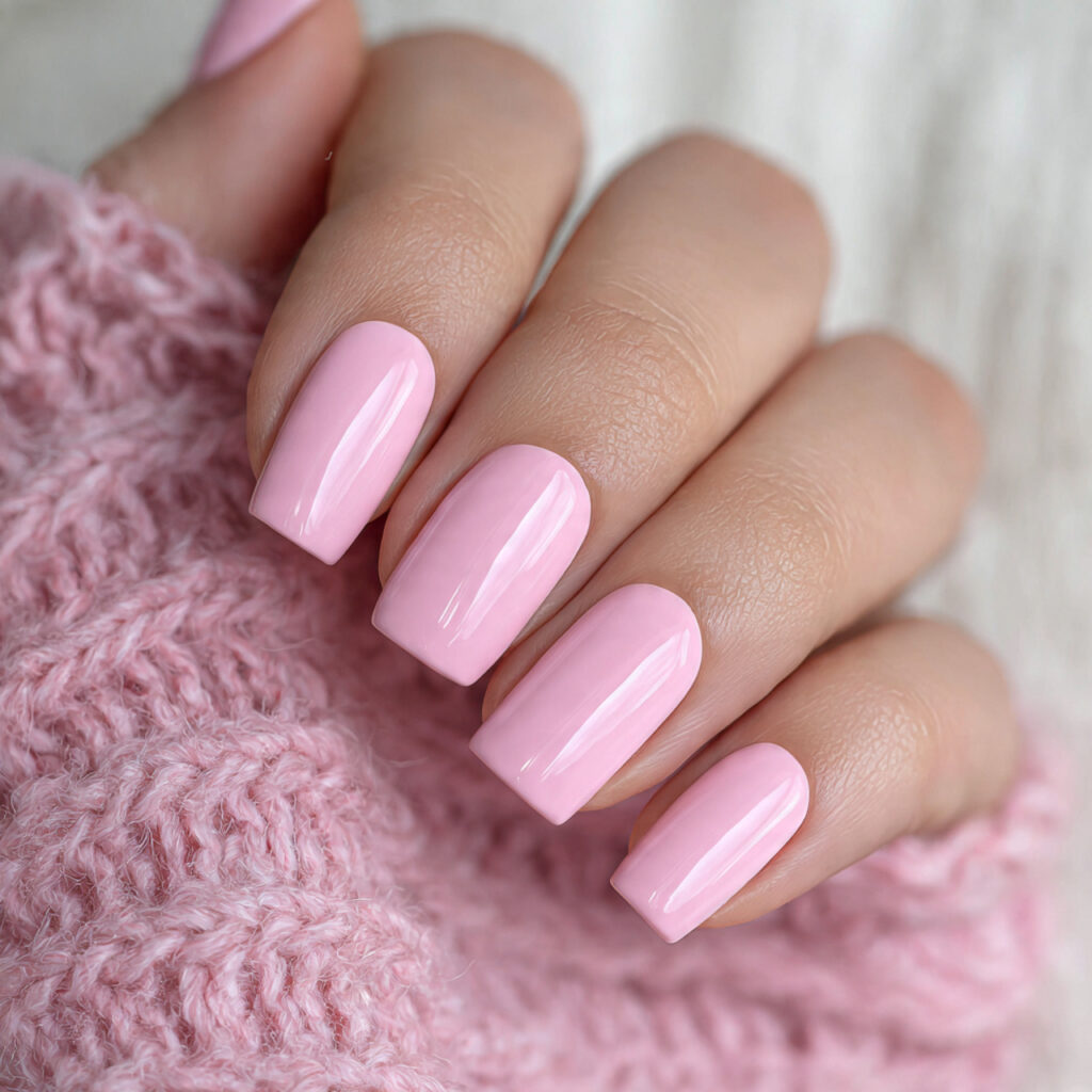 classic soft pink gloss nails create a