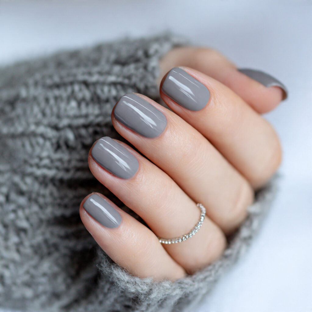 classic solid grey january nails never go