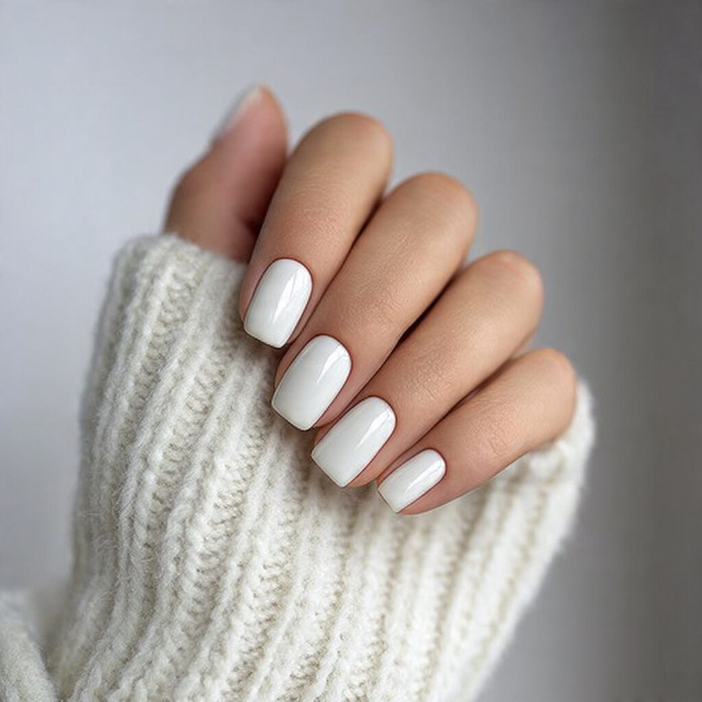 classic solid milky white january nails never