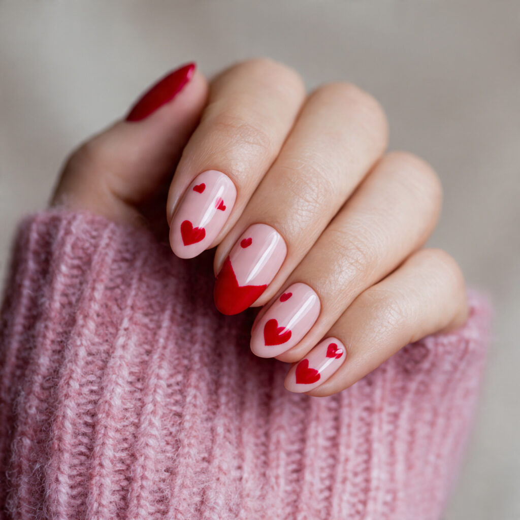 classic valentine nails almond pink through perfect