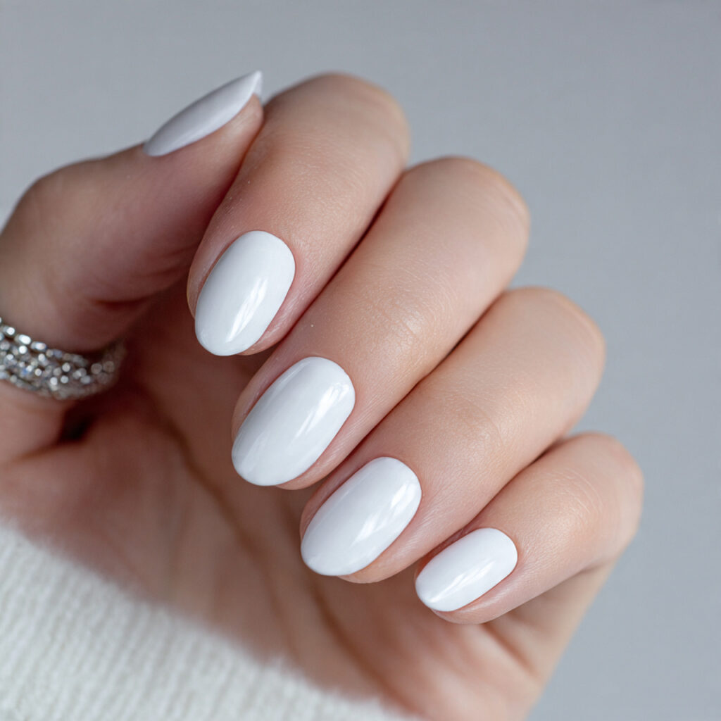 classic white gloss nails create a clean
