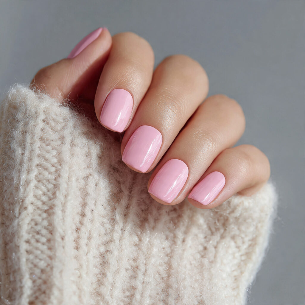 clean girl glossy pink nails create a