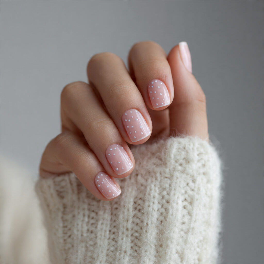 clean girl nails with a minimal dot