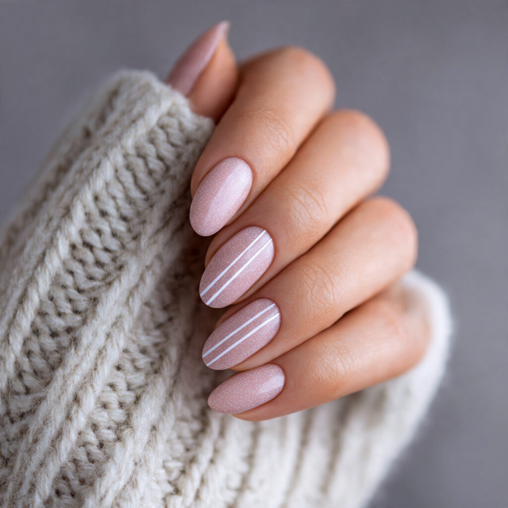 clean girl nails with a minimal white