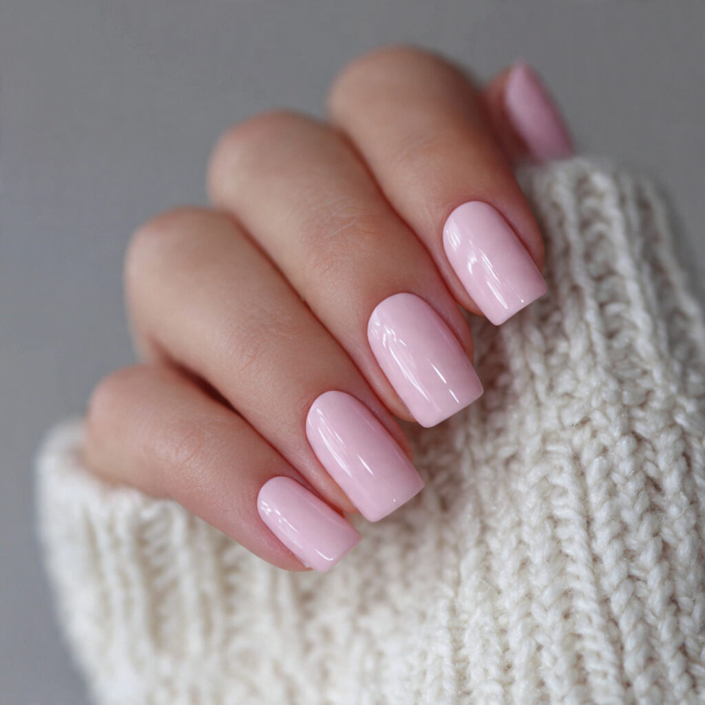 clean girl soft pink square nails feel