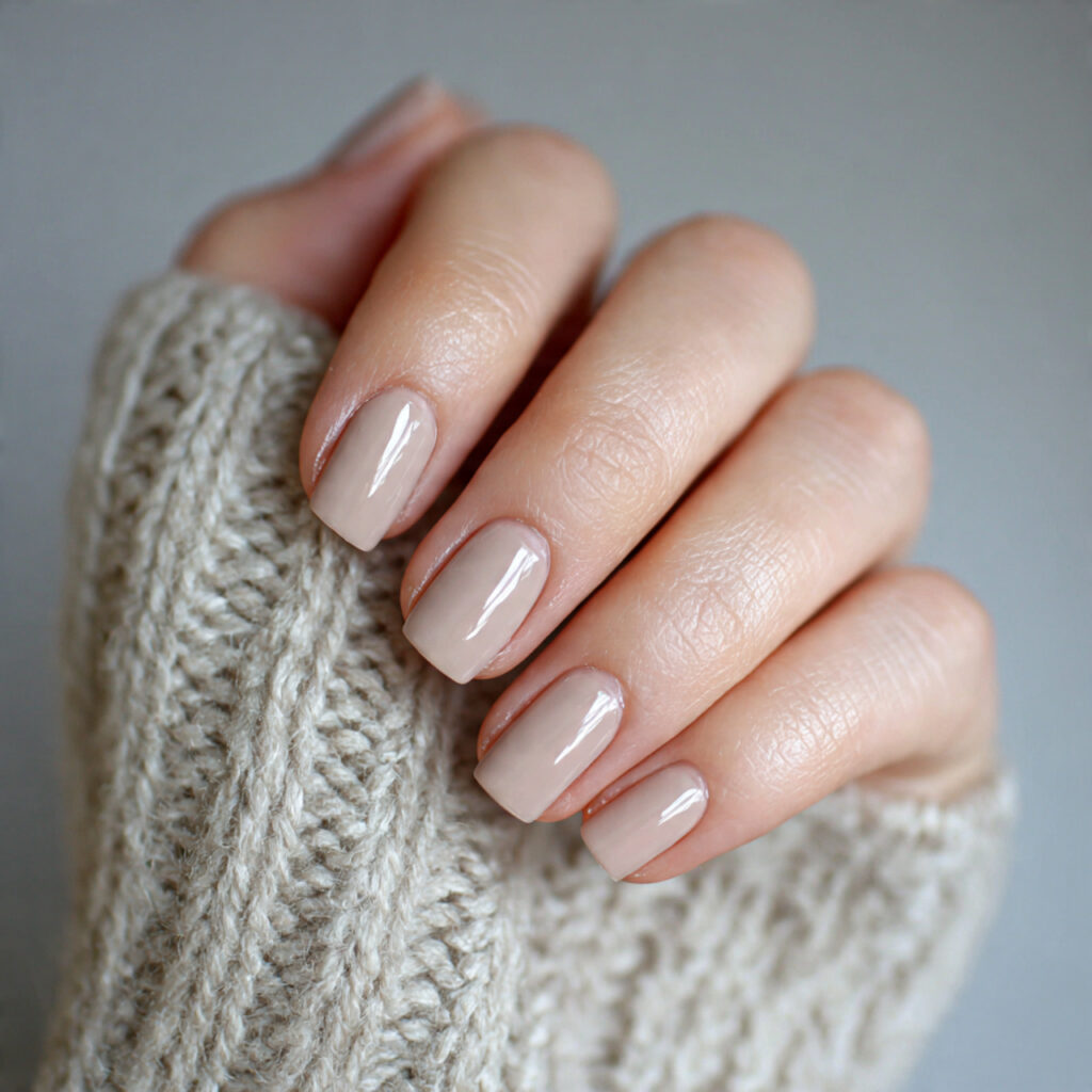 clean girl soft taupe nails create a