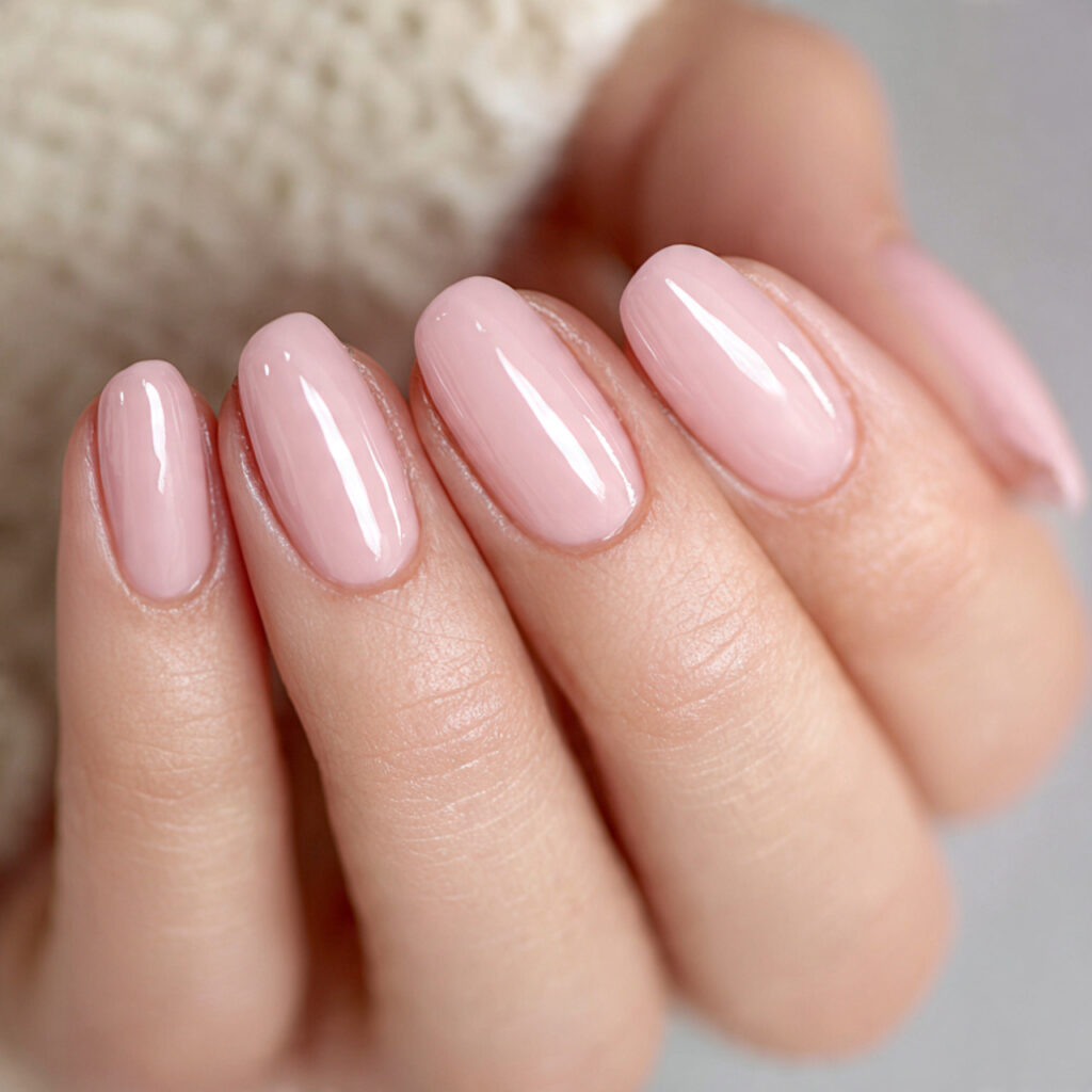 clean short nails with clear gloss finish