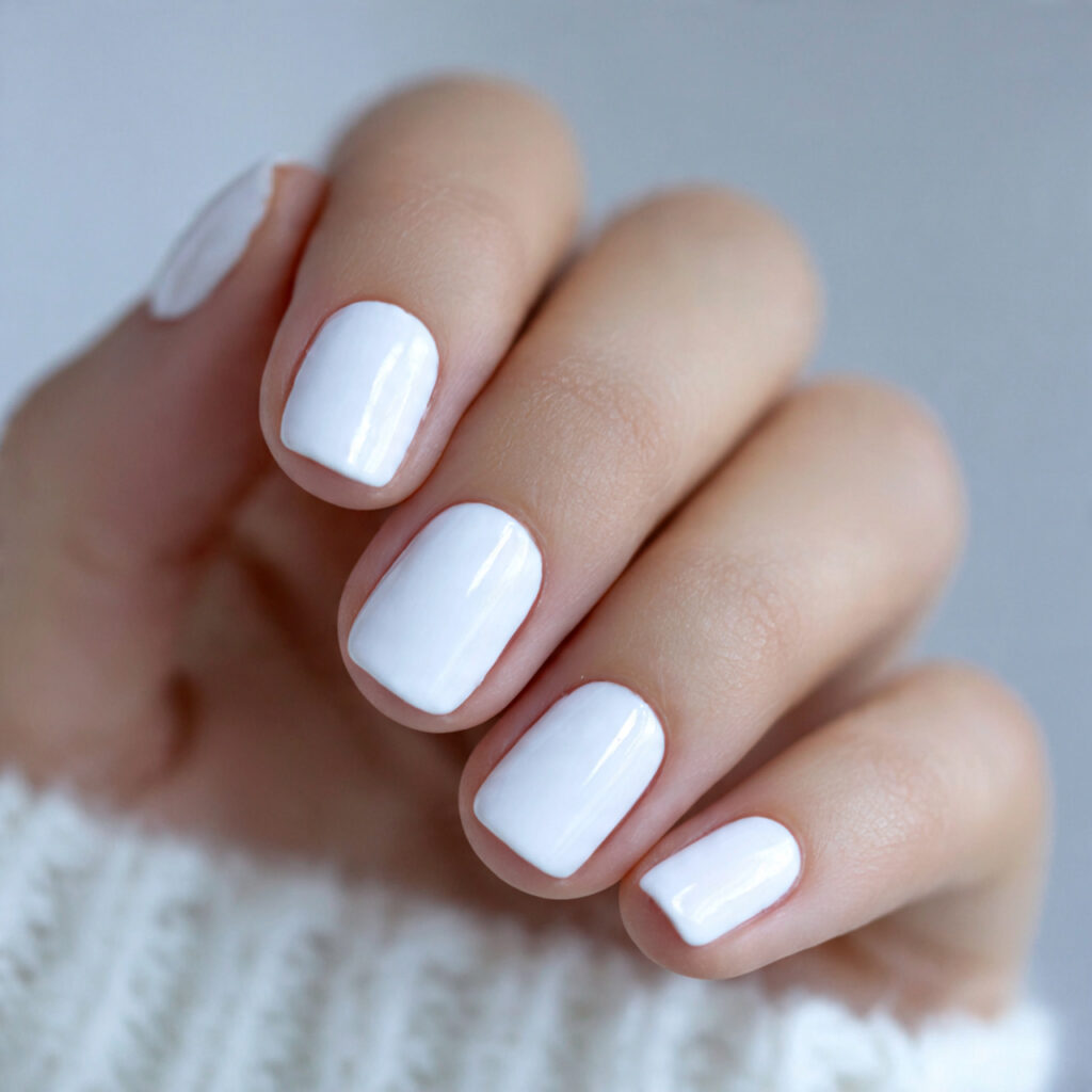 clean white short nails