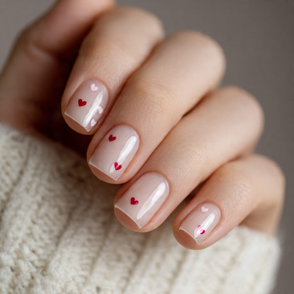 clear base heart detail short square valentine