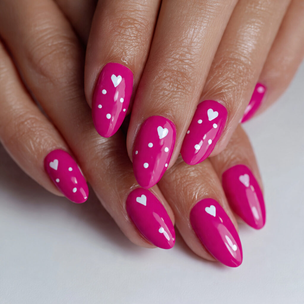 close up photo of almond shaped nails painted in 1