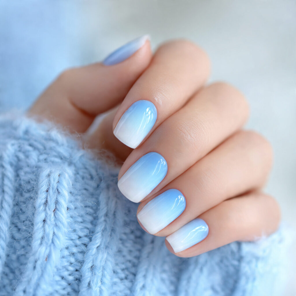 close up photo of nails with a blue