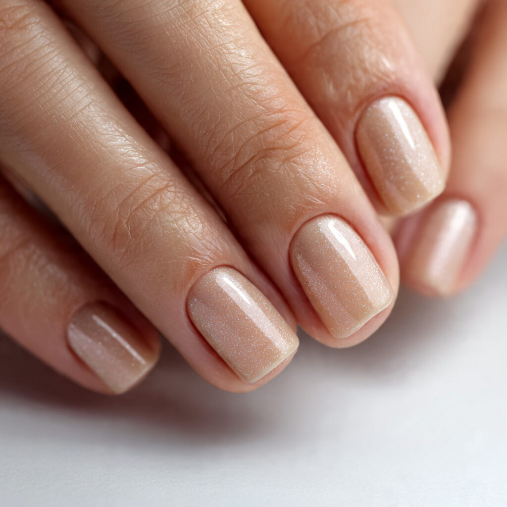 close up photo of short nails painted in