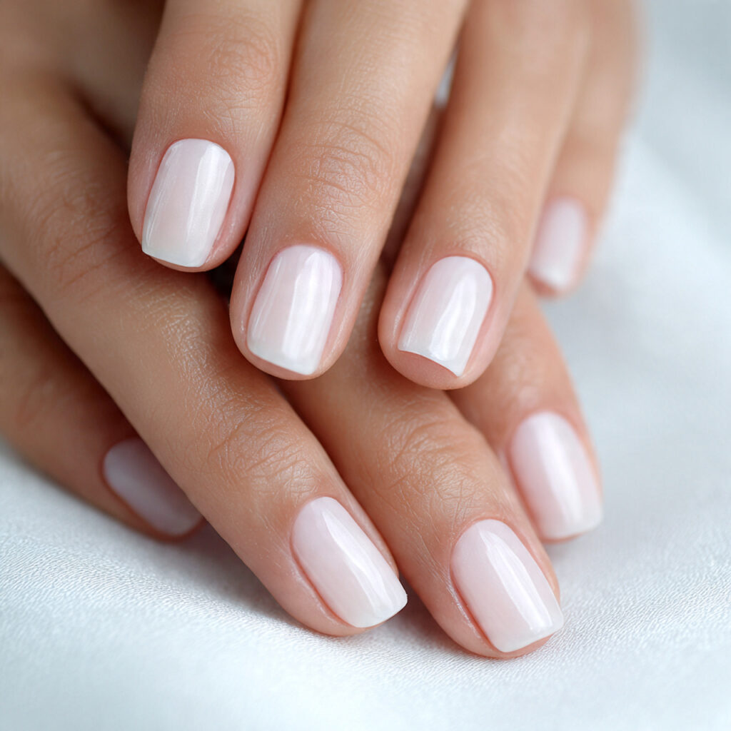 close up photo of short nails with a 1