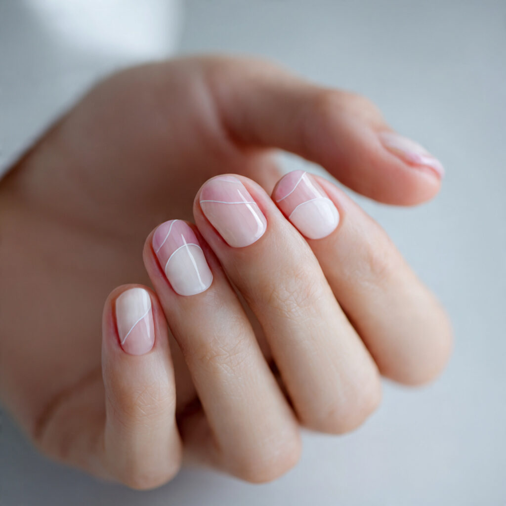 close up photo of short nails with a 2