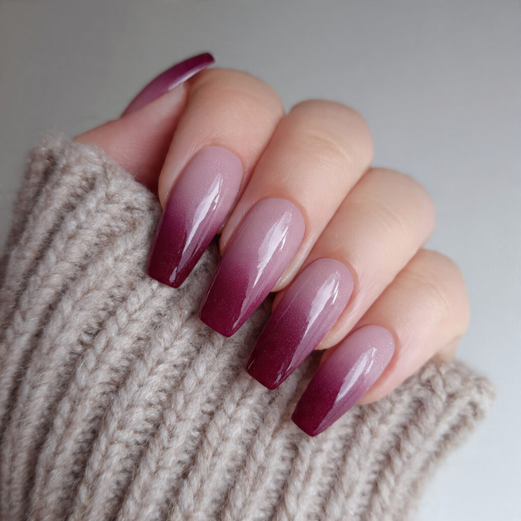 coffin nails with a soft gradient finish