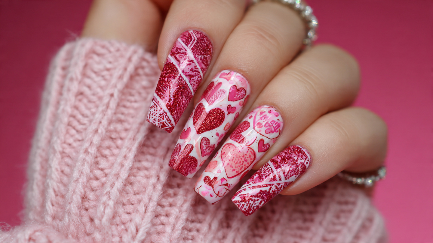 Coffin Valentine Nails