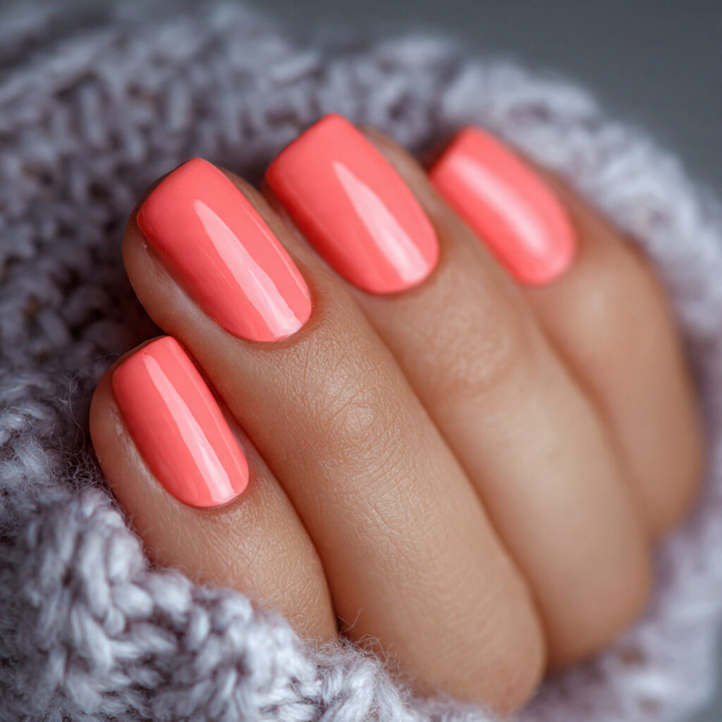 coral pink nails blend orange and pink