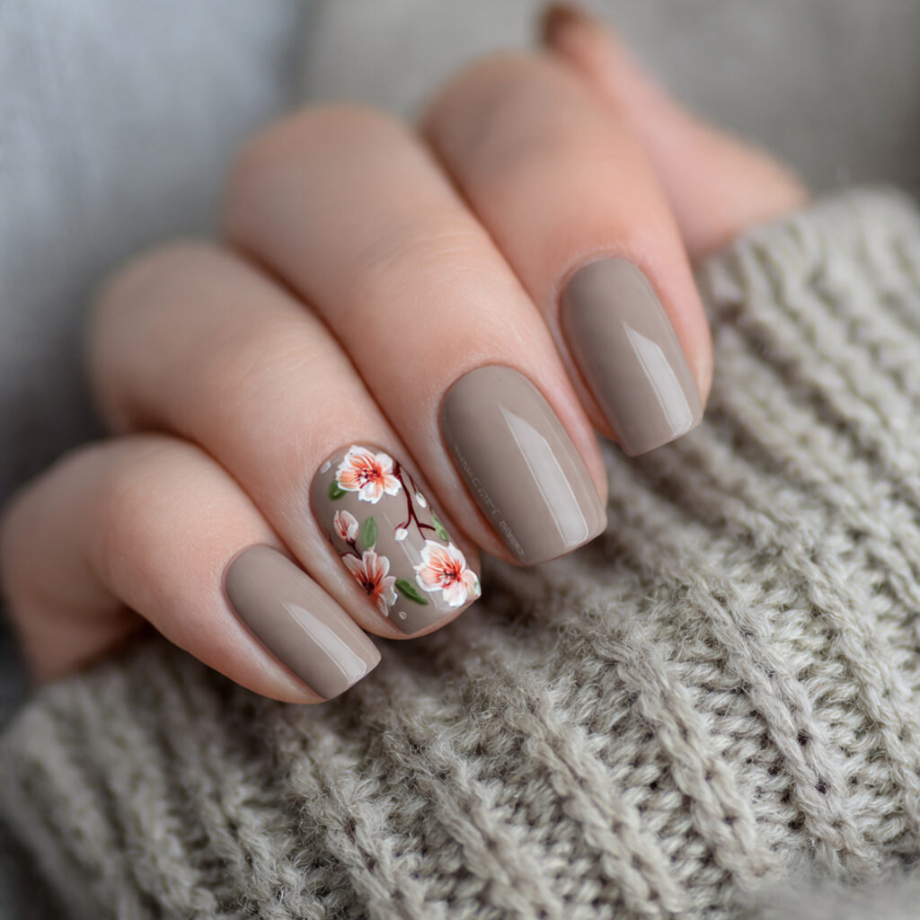 cozy taupe spring nails