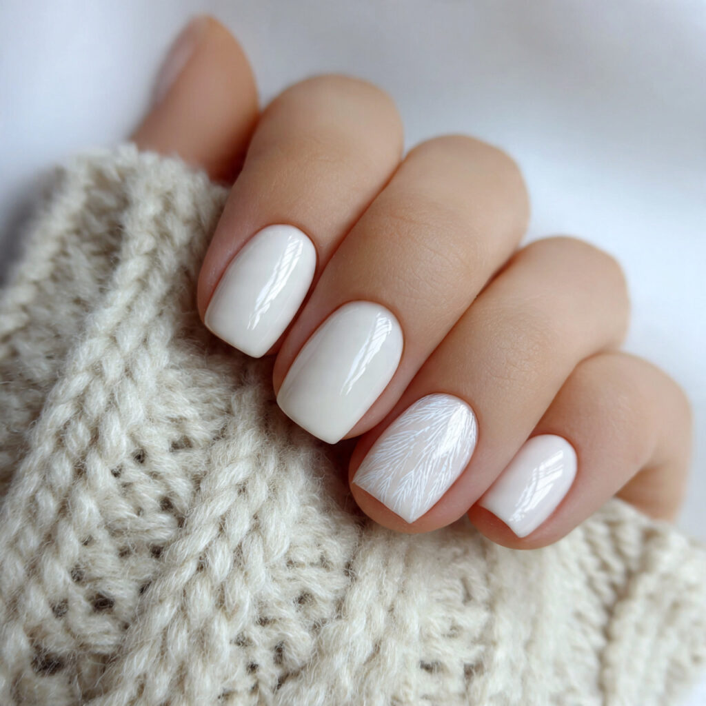 cozy weekend milky white january nails feel