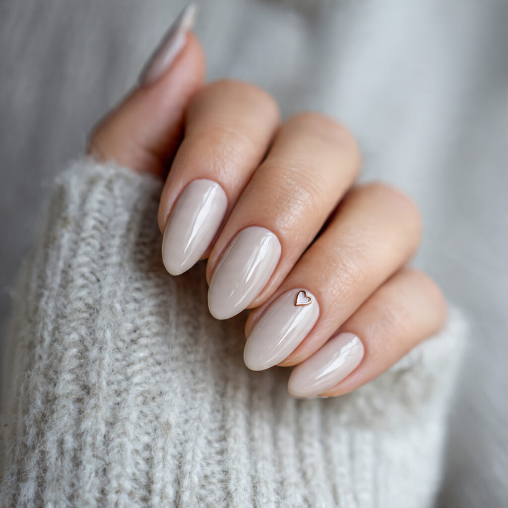 creamy neutral almond valentine nails create a