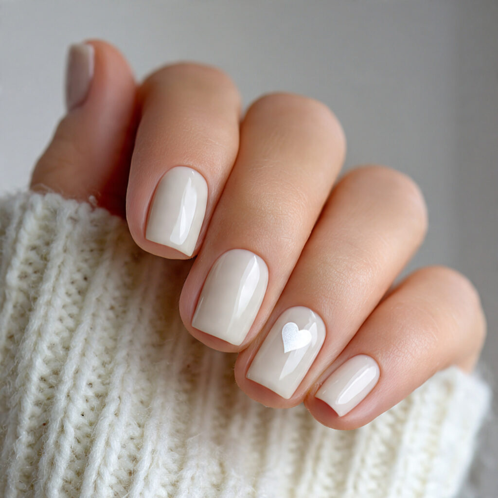 creamy neutral short square valentine nails deliver