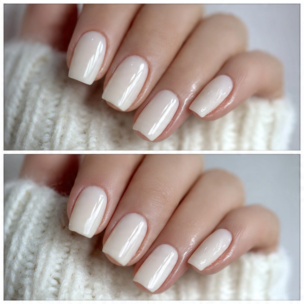 creamy porcelain winter valentine nails create a