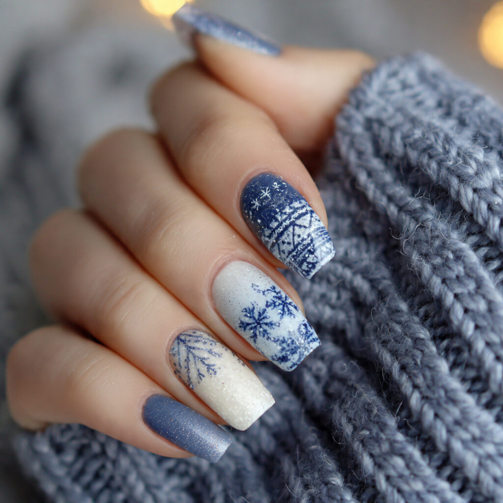 creamy winter nails with cozy finish