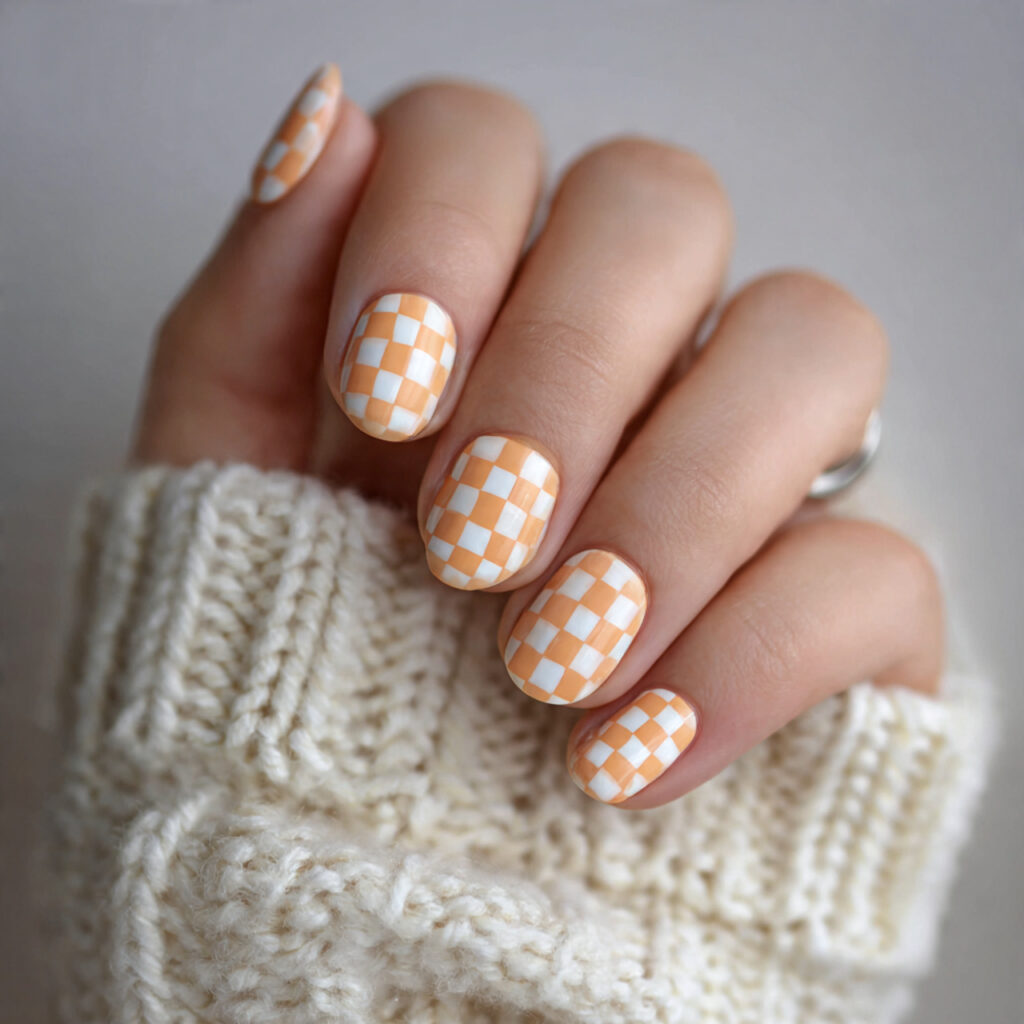 cute checkered nail designs bring a playful