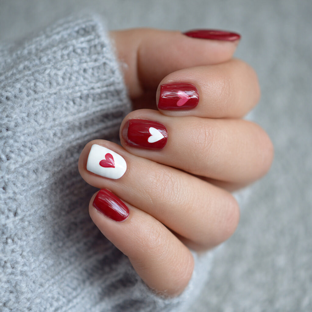 cute heart accent nails add a fun