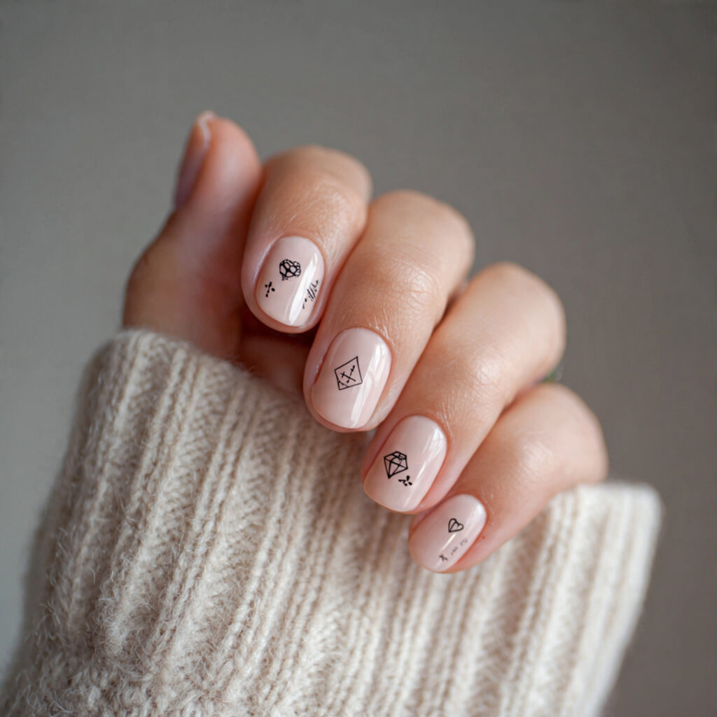 cute minimal graphic nails feature tiny shapes