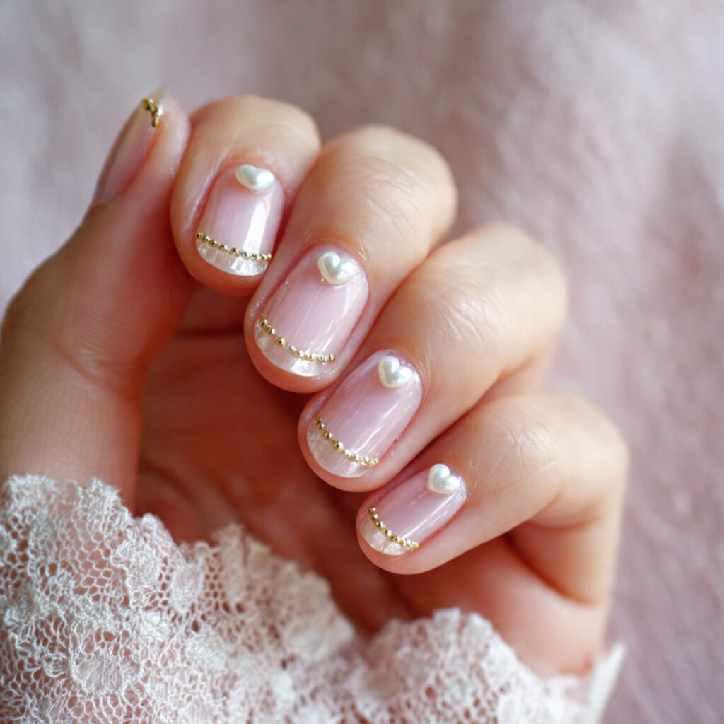 29 Dainty Valentine Nail Designs for a Soft Romantic Look 6 dainty pearl heart nails add a soft
