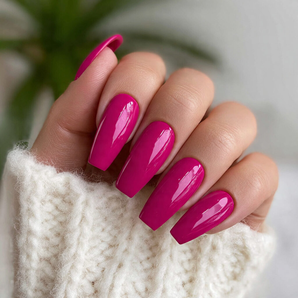 dark pink coffin valentine nails bring intensity
