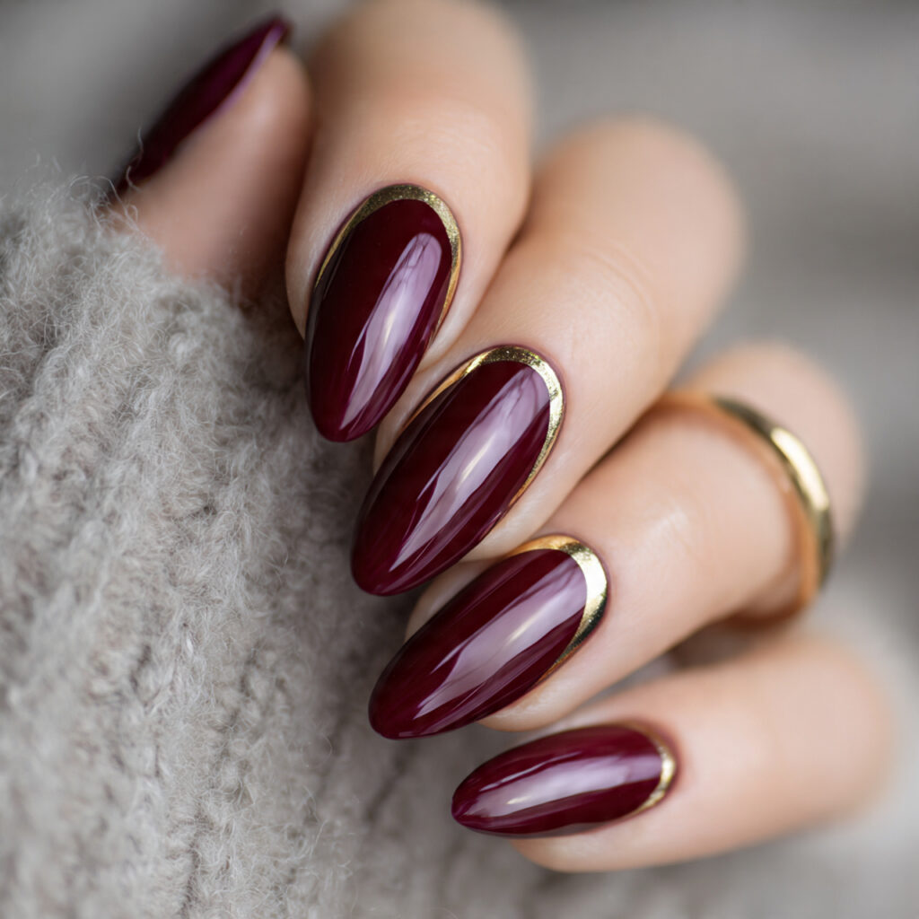 deep burgundy cat eye nails offer a