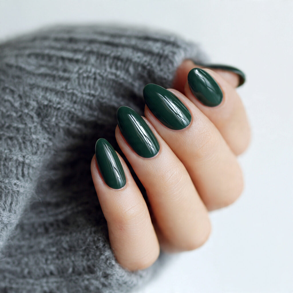 deep forest green nails create a rich